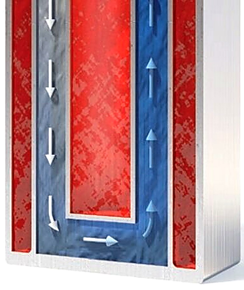 Cross-section of a GRANDER water revitalizer with labels